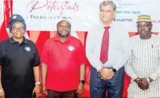  ?? Photo: NAPTIN ?? „ From left: Deputy Director, Finance & Accounts, National Power Training Institute of Nigeria (NAPTIN), Mrs Motunrayo Awojobi; Director General, NAPTIN, Ahmed Bolaji Nagode; Team Leader, Project & Program Management Team, NAPTIN, Naveen Kapoor; NAPTIN Alumnus, Femi Durojola at the NAPTIN Alumni Seminar held in Abuja yesterday