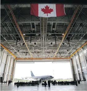  ?? JEROME LESSARD / POSTMEDIA NEWS FILES ?? Members of 437 Transport Squadron, based at Ontario’s CFB Trenton, were instructed not to approach the VIPs on the flight, including former hockey star Tiger Williams.