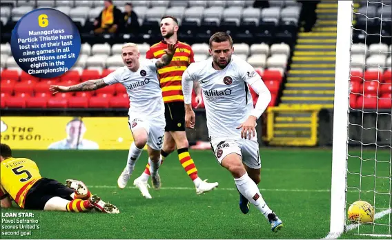  ??  ?? LOAN STAR: Pavol Safranko scores United’s second goal