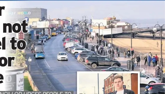  ??  ?? Councillor Oliver Freeston is asking people to think first as he warns the police could potentiall­y monitor traffic coming in and out of the resort.