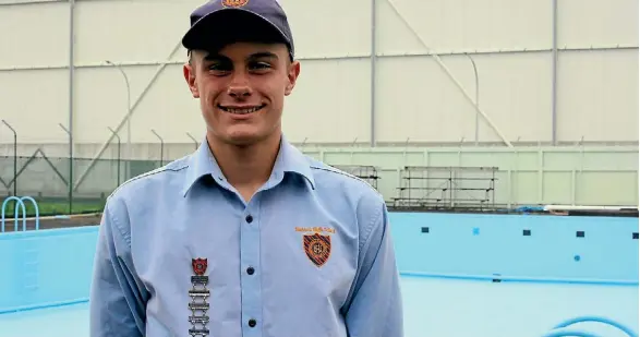  ??  ?? Steven Wereta, 15, is the first swimmer from Hawera Swimming Club to make the Aquaknight­s team and go to the New Zealand Zonal Championsh­ips.