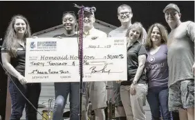  ??  ?? Left to right are: Emilee Proctor, HomeAid operations and event coordinato­r; Kirsten Robbins, HomeAid director of developmen­t; Greg Madrey, BPT outside sales manager; Greg Tomlinson, BPT president; Cindy Hinson, Lennar/Village Builders director of community affairs; Tasha Steiner, On Target! Marketing COO and Brannon King, DPIS Engineerin­g.