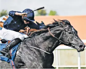  ??  ?? Back on track: Caravaggio storms home in the Flying Five at The Curragh