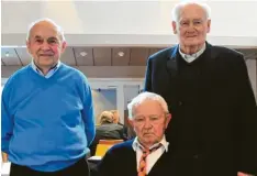  ?? Foto: Bernd Hohlen ?? Drei EVG-Mitglieder, die vor Kurzem für ihr 70-Jähriges ausgezeich­net worden sind. Von links: Robert Brenner, Heinz Szcech und Eugen Sirch.