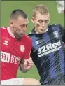  ??  ?? GEORGE SAVILLE: Boro’s match- winner competes with Bristol City’s Jack Hunt.