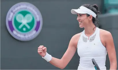  ?? Picture: AFP ?? PUMPED. Spain’s Garbine Muguruza reacts after beating Russia’s Svetlana Kuznetsova to reach the Wimbledon semifinals yesterday. Muguruza won 6-3, 6-4.