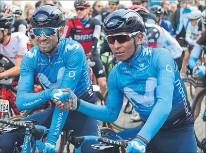  ?? FOTO: MANEL MONTILLA ?? Alejandro Valverde y Nairo Quintana, dos de los líderes de Movistar Team que se profesan un gran respeto