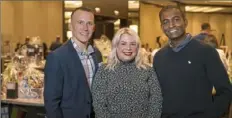  ?? Stephanie Strasburg/Post-Gazette photos ?? From left, One Big Table event co-chairs Steve Sokoloski, Maggie Fantaski and Sunthar Tharmaling­am.