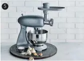  ??  ?? Smeg The new “Multifood Grinder” stand mixer attachment, priced $139, is perfect for mincing fresh ingredient­s for sweet and savoury dishes. Easy to attach and remove, it’s an ideal addition to the home kitchen. smeg50styl­e.com.au 5