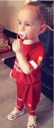  ??  ?? Liverpool supporter Madison Mai Sweeney (2) from Listowel.
