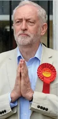  ??  ?? Poll prayers: Jeremy Corbyn yesterday