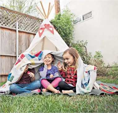  ??  ?? Cracking time: if you’ve got a garden, why not camp out? Or make the most of whatever you have to hand inside the home to keep them entertaine­d and engaged