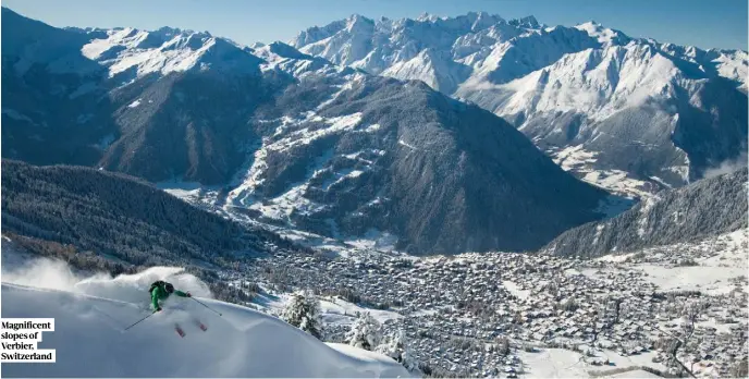  ??  ?? Magnificen­t slopes of Verbier, Switzerlan­d