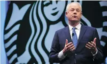  ?? ELLEN M. BANNER/THE SEATTLE TIMES VIA AP ?? Starbucks CEO Kevin Johnson vows to reassess policies after the “reprehensi­ble” incident.