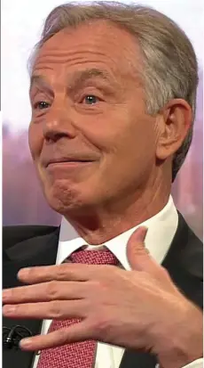  ??  ?? What’s the fuss about? Tony Blair on television yesterday