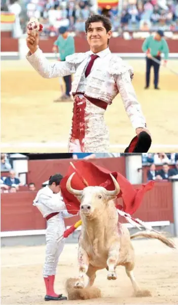  ??  ?? Luis David Adame le puso firmeza a su actuación en Madrid para lograr cortar una más que valiosa oreja. Fotos: Cultoro