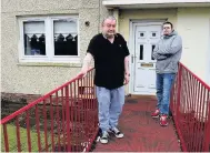  ??  ?? Outraged Jim Mallon and son Jay outside their home