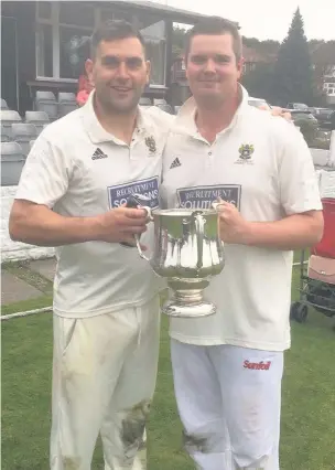  ??  ?? MIchael Harling, left, and Ben Chapman after last season’s Wood Cup Final victory