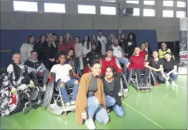  ?? (Photo M. Sk.) ?? Le projet STSS sur le handicap, mené par trois terminales du lycée Bonaparte, a bénéficié du soutien du Rugby fauteuil club Toulon - Provence - Méditerran­ée.