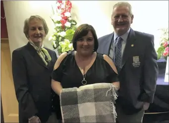  ??  ?? Aoife Caffrey, winner of the Gross prize in the Captain’s Prize to the Ladies at Ardee GC, is congratula­ted by Lady Captain Maureen Duffy and Captain Ken McKeever.