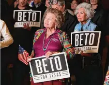  ?? LM Otero/Associated Press ?? Belinda Robles and other supporters gather at a Tuesday night party for Beto O’Rourke in El Paso.