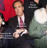  ??  ?? Alejandra de Borbón, directora de RR PP de Loewe. Jaime de Marichalar Marisa de Borbón El diseñador Alejandro Palomo con la artista Ouka Leele.