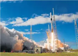  ?? CRAIG BAILEY/PALM BEACH POST ?? A SpaceX Falcon 9 rocket lifts off from Cape Canaveral Air Force Station on Nov. 11, with 60 Starlink communicat­ions satellites.