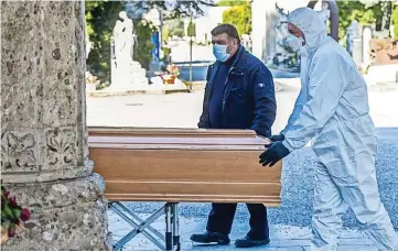  ??  ?? los funerales se han reducido a un empleado de la funeraria y un doliente