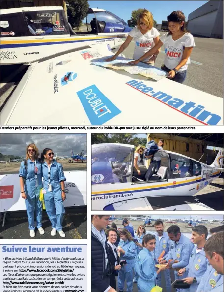  ?? (Photos Patrice Lapoirie et DR) ?? Derniers préparatif­s pour les jeunes pilotes, mercredi, autour du Robin DR- tout juste siglé au nom de leurs partenaire­s. Rencontre avec la patrouille de France à Toulouse.