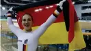  ??  ?? Kristina Vogel celebrates winning the spring final at the 2017 World Track Cycling championsh­ips in Hong Kong
