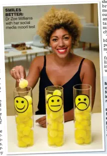  ??  ?? SMILES BETTER: Dr Zoe Williams with her social media mood test