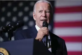  ?? EVAN VUCCI — THE ASSOCIATED PRESS ?? President Joe Biden speaks about student loan debt relief at Delaware State University in Dover, Del., on Friday.