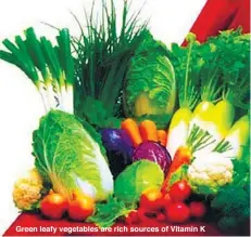  ??  ?? Green leafy vegetables are rich sources of Vitamin K