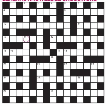 ??  ?? PLAY our accumulato­r game! Every day this week, solve the crossword to find the letter in the pink circle. On Friday, we’ll provide instructio­ns to submit your five-letter word for your chance to win a luxury Cross pen. UK residents aged 18+, excl NI. Terms apply. Entries cost 50p.