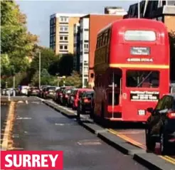  ??  ?? SURREY Traffic stalled in Surbiton – next to an empty bike lane