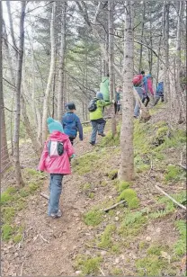  ??  ?? Lots of children took part in the 16th annual Tely Hike Saturday on the Southern Shore.