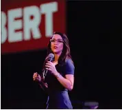  ?? WILL COSTELLO — LOVELAND REPORTER-HERALD ?? Lauren Boebert speaks during a campaign event in Loveland at Rez Church on Thursday.