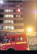  ??  ?? BLAZE: A flat in the YMCA hostel in Hayes catches fire