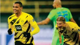  ??  ?? Manuel Akanji's header was enough for Dortmund but they were not convincing