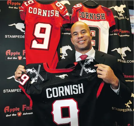  ?? DARREN MAKOWICHUK/ FILES ?? Former Calgary Stampeders running back Jon Cornish, who retired last December, will be honoured by the team during today’s home game against the Ottawa Redblacks “I think this is the real retirement,” says Cornish. “I’m pretty excited.”