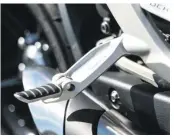  ??  ?? Fold-out pillion pegs are virtually invisible when they are tucked in for solo riding. It’s a clever design but we’d like to see how they feel for a passenger