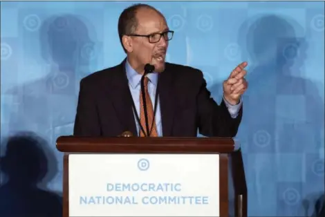  ?? BRANDEN CAMP=THE ASSOCIATED PRESS ?? Former Labor Secretary Tom Perez, who is a candidate to run the Democratic National Committee, speaks during the general session of the DNC winter meeting in Atlanta, Saturday.