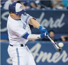  ?? NATHAN DENETTE / THE CANADIAN PRESS ?? Since the all-star break, Blue Jays infielder Aledmys Diaz has been putting up big numbers offensivel­y.