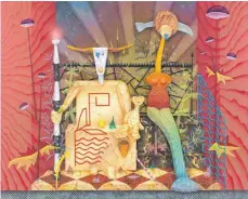  ?? FOTO: IVO FABER, MUSEUM VILLA ROT ?? Die Gemälde von David Czupryn sind in der Kunsthalle der Villa Rot ausgestell­t. Dem Werk Neophyten diente die Bronzearbe­it „Capricorn“von Max Ernst als Vorbild.