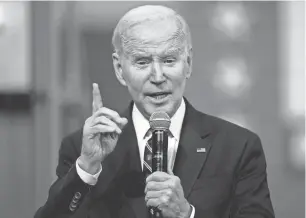  ?? MATT ROURKE/AP ?? President Joe Biden’s spending proposal, rolled out Thursday in Philadelph­ia, would cut the deficit by $2.9 trillion over 10 years.