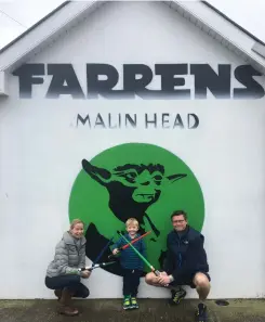  ??  ?? Pictured clockwise from left: David Tobin and Holly Mackie, founders of
Dream Escape, with their youngest son, outside Farren's Bar, Malin Head, where they met some of the cast from
Star Wars; Fanad Head Lighthouse; Glenveagh National Park; Mount Errigal