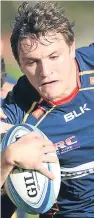  ??  ?? Neil Herron scored a hat-trick of tries as Dundee ran riot against Stewart’s Melville.