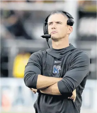  ?? JOHN RAOUX/AP 2018 Weaknesses: ?? Led by coach Mike Norvell, Memphis is pushing to knock off UCF after falling to the Knights in the AAC championsh­ip game in each of the last two seasons. Aug. 31 Ole Miss
Sept. 7 Southern Sept. 14 at South Alabama Sept. 26 Navy
Oct. 5 at Louisiana-Monroe Oct. 12 at Temple
Oct. 19 Tulane
Oct. 26 at Tulsa
Nov. 2 SMU
Nov. 16 at Houston Nov. 23 at USF
Nov. 29 Cincinnati
