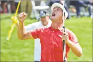  ?? David Dermer / Associated Press ?? Bryson DeChambeau celebrates after beating Beyong Hun An on the second playoff hole during the final round of the Memorial on Sunday.