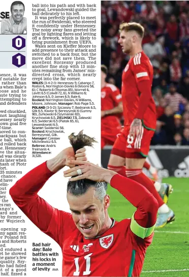  ?? AMA ?? Bad hair day: Bale battles with his locks in a moment of levity